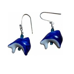 Adorable Blue Dolphin/Blue Crystal/Hand Painted
